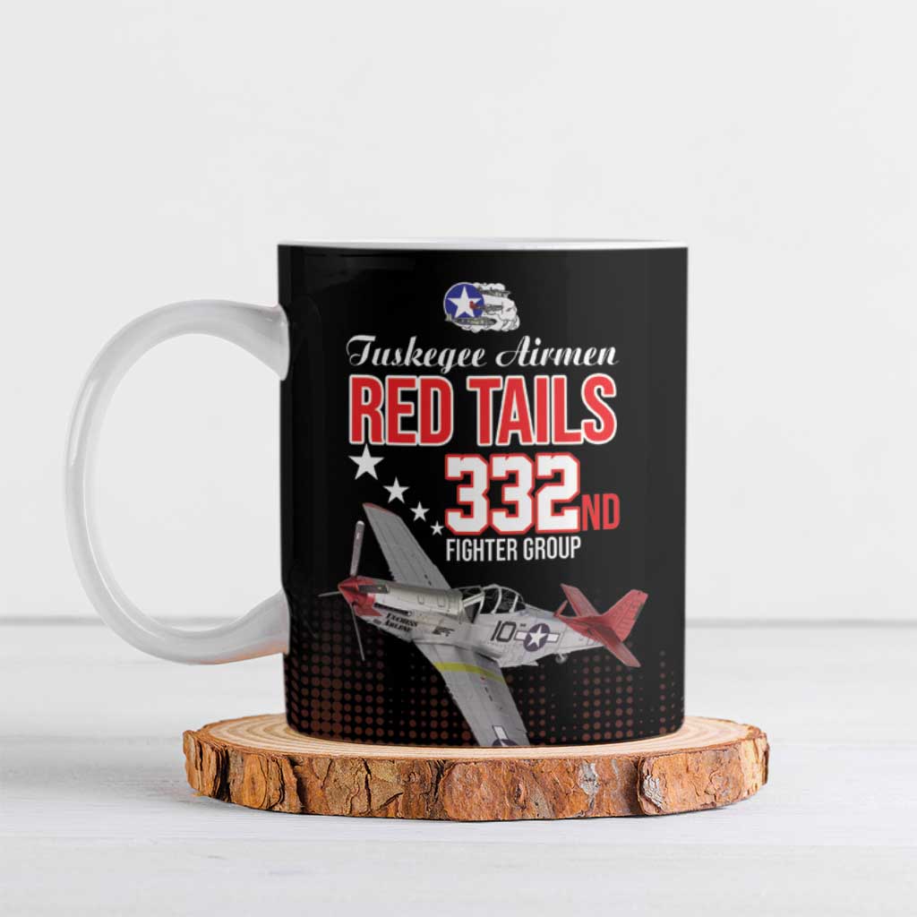 Tuskegee Airmen Red Tails Ceramic Mug 332nd Fighter Group WWII Tribute Black Style - Wonder Print Shop