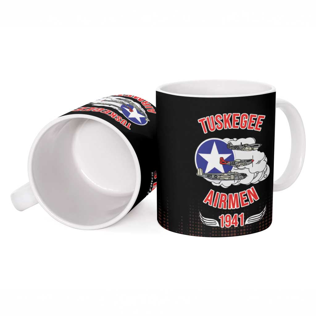 Tuskegee Airmen Red Tails Ceramic Mug 332nd Fighter Group WWII Tribute Black Style - Wonder Print Shop