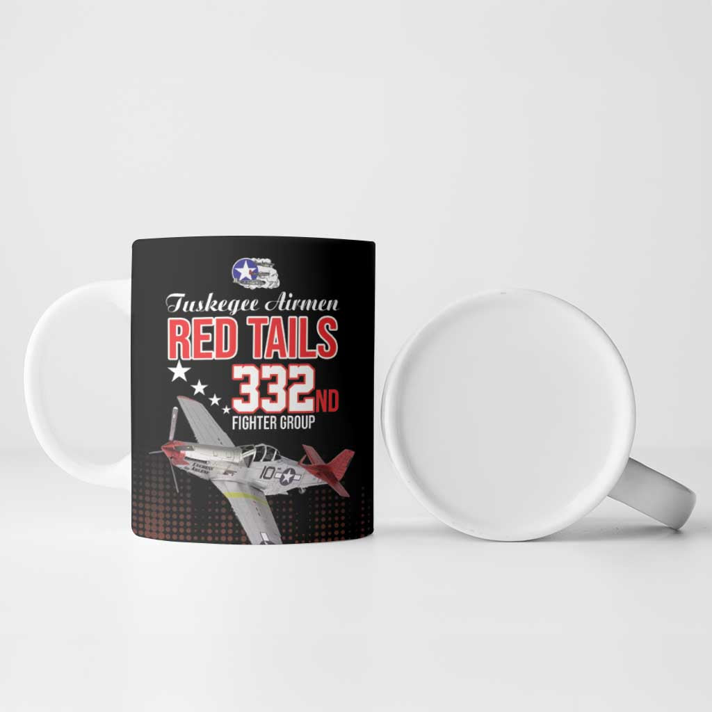 Tuskegee Airmen Red Tails Ceramic Mug 332nd Fighter Group WWII Tribute Black Style - Wonder Print Shop
