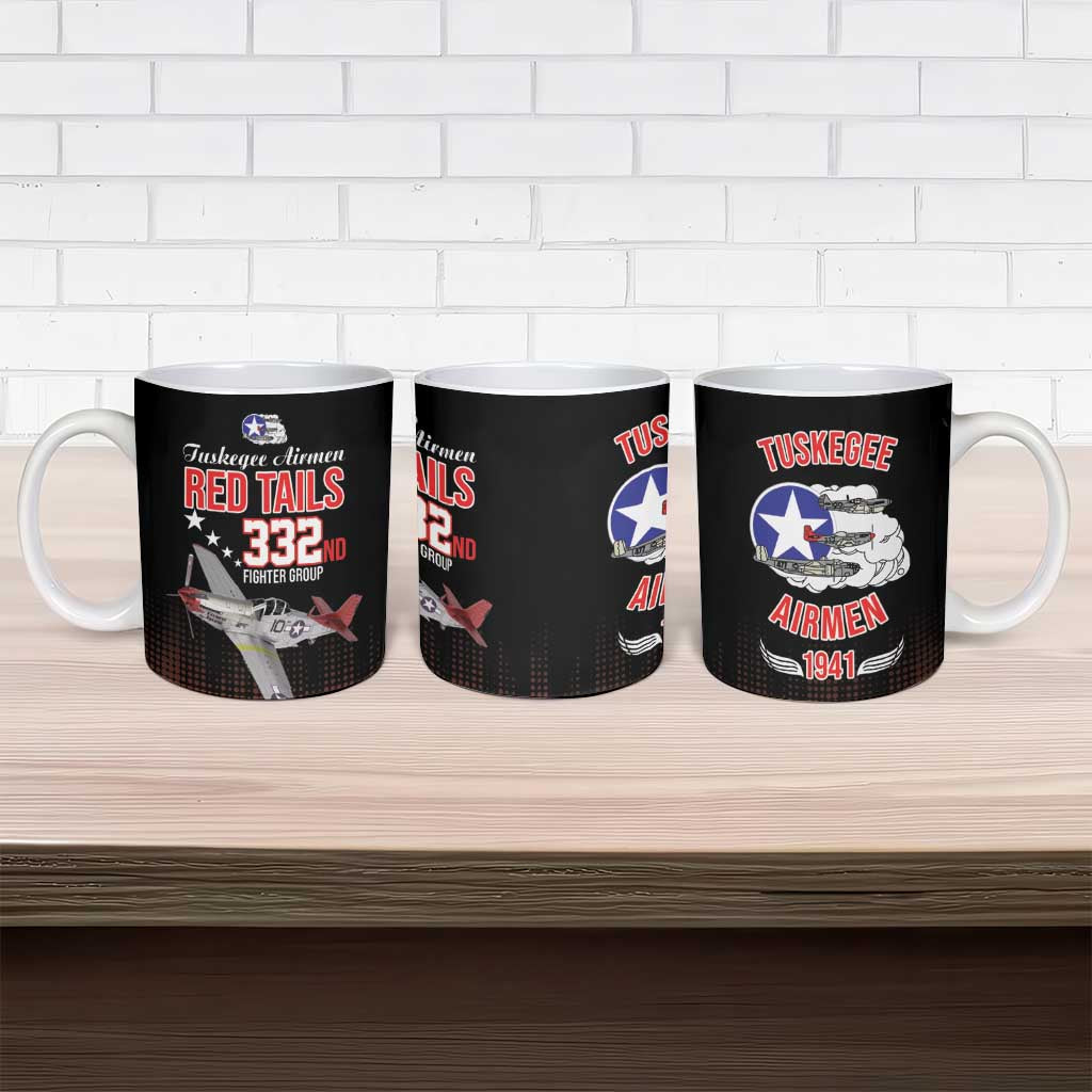 Tuskegee Airmen Red Tails Ceramic Mug 332nd Fighter Group WWII Tribute Black Style - Wonder Print Shop