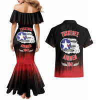 Tuskegee Airmen Red Tails Couples Matching Mermaid Dress and Hawaiian Shirt 332nd Fighter Group WWII Tribute Black Style - Wonder Print Shop