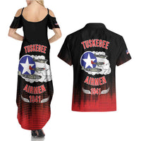 Tuskegee Airmen Red Tails Couples Matching Summer Maxi Dress and Hawaiian Shirt 332nd Fighter Group WWII Tribute Black Style - Wonder Print Shop