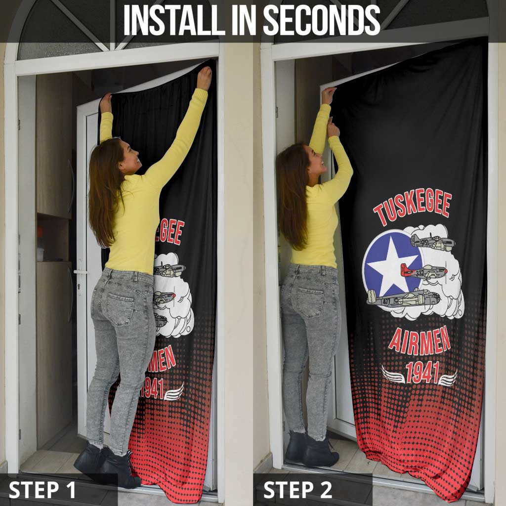 Tuskegee Airmen Red Tails Door Cover 332nd Fighter Group WWII Tribute Black Style - Wonder Print Shop