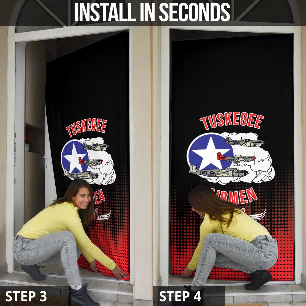 Tuskegee Airmen Red Tails Door Cover 332nd Fighter Group WWII Tribute Black Style - Wonder Print Shop