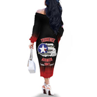 Tuskegee Airmen Red Tails Family Matching Off The Shoulder Long Sleeve Dress and Hawaiian Shirt 332nd Fighter Group WWII Tribute Black Style - Wonder Print Shop