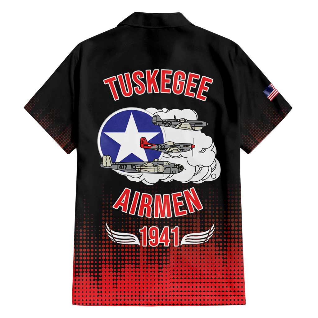 Tuskegee Airmen Red Tails Family Matching Off Shoulder Short Dress and Hawaiian Shirt 332nd Fighter Group WWII Tribute Black Style - Wonder Print Shop