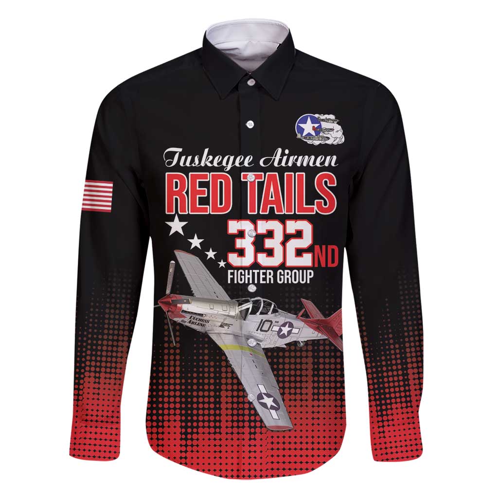 Tuskegee Airmen Red Tails Family Matching Off Shoulder Short Dress and Hawaiian Shirt 332nd Fighter Group WWII Tribute Black Style - Wonder Print Shop