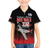 Tuskegee Airmen Red Tails Family Matching Off Shoulder Short Dress and Hawaiian Shirt 332nd Fighter Group WWII Tribute Black Style - Wonder Print Shop