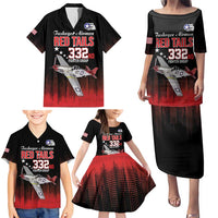 Tuskegee Airmen Red Tails Family Matching Puletasi and Hawaiian Shirt 332nd Fighter Group WWII Tribute Black Style - Wonder Print Shop