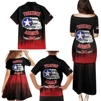 Tuskegee Airmen Red Tails Family Matching Puletasi and Hawaiian Shirt 332nd Fighter Group WWII Tribute Black Style - Wonder Print Shop