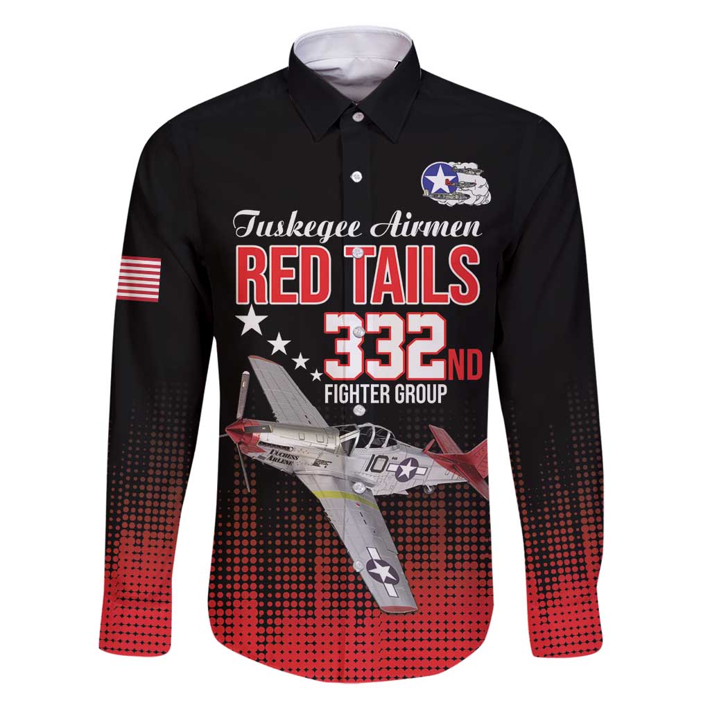 Tuskegee Airmen Red Tails Family Matching Puletasi and Hawaiian Shirt 332nd Fighter Group WWII Tribute Black Style - Wonder Print Shop