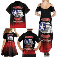 Tuskegee Airmen Red Tails Family Matching Summer Maxi Dress and Hawaiian Shirt 332nd Fighter Group WWII Tribute Black Style - Wonder Print Shop