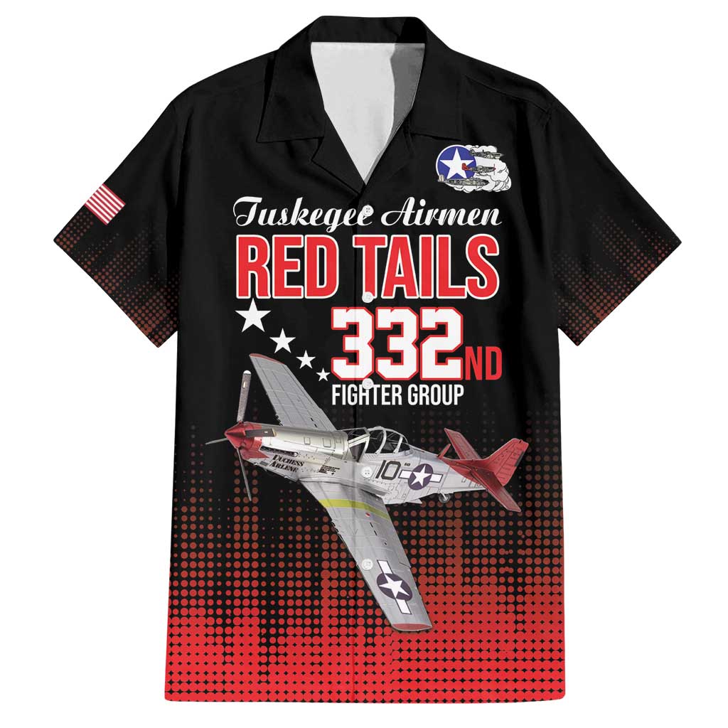Tuskegee Airmen Red Tails Family Matching Tank Maxi Dress and Hawaiian Shirt 332nd Fighter Group WWII Tribute Black Style - Wonder Print Shop