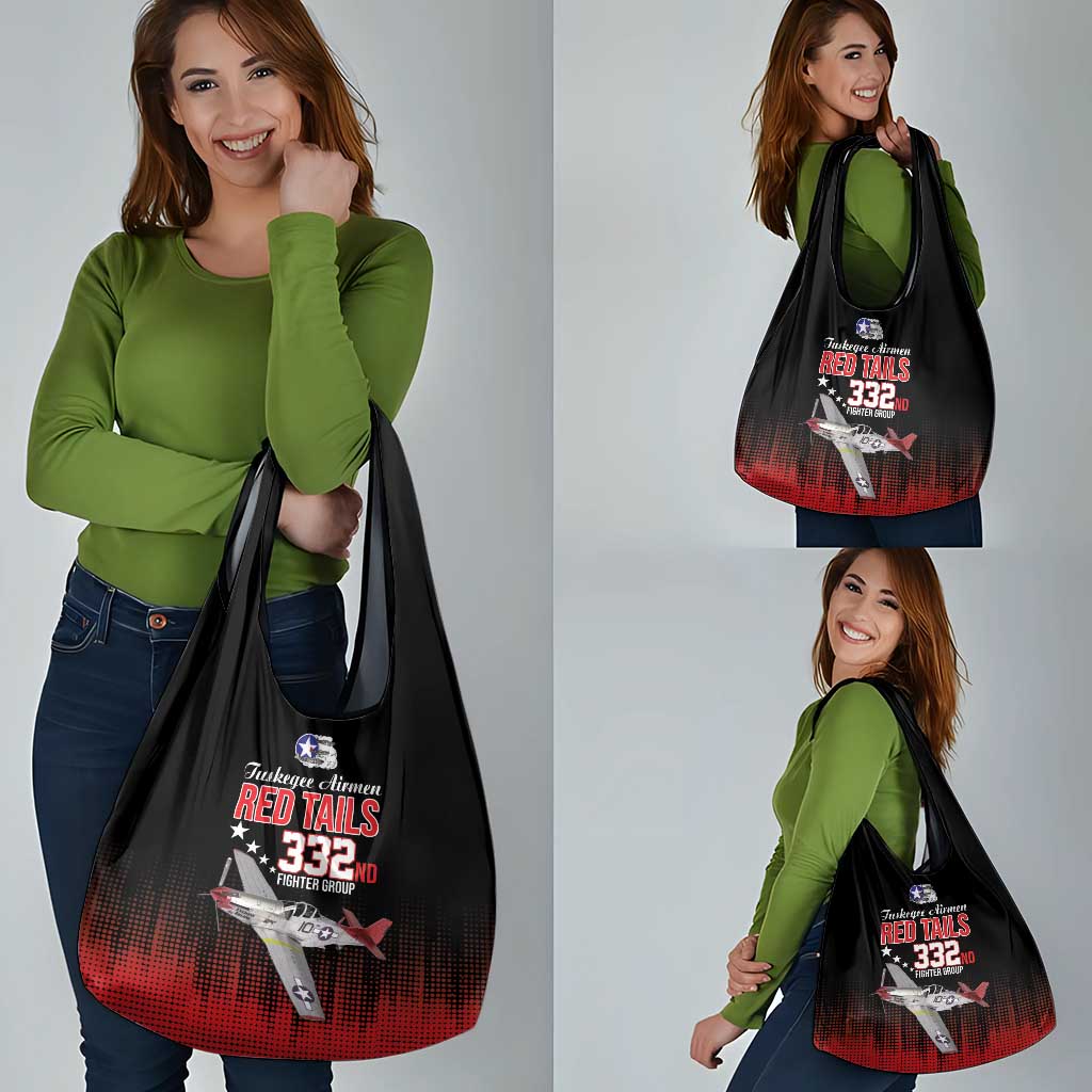 Tuskegee Airmen Red Tails Grocery Bag 332nd Fighter Group WWII Tribute Black Style - Wonder Print Shop