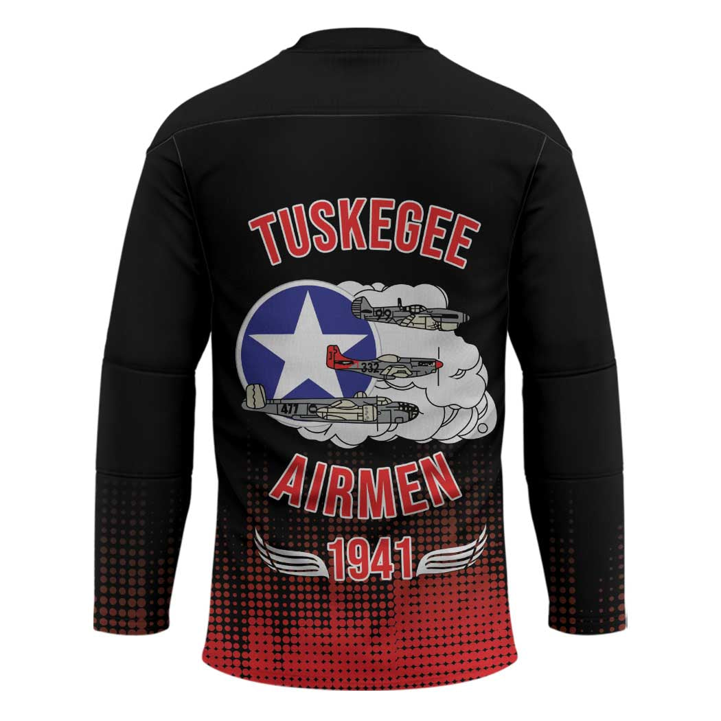 Tuskegee Airmen Red Tails Hockey Jersey 332nd Fighter Group WWII Tribute Black Style - Wonder Print Shop