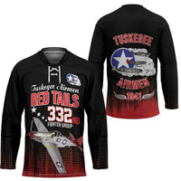 Tuskegee Airmen Red Tails Hockey Jersey 332nd Fighter Group WWII Tribute Black Style - Wonder Print Shop