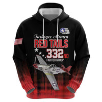 Tuskegee Airmen Red Tails Hoodie 332nd Fighter Group WWII Tribute Black Style - Wonder Print Shop