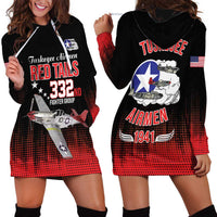Tuskegee Airmen Red Tails Hoodie Dress 332nd Fighter Group WWII Tribute Black Style - Wonder Print Shop