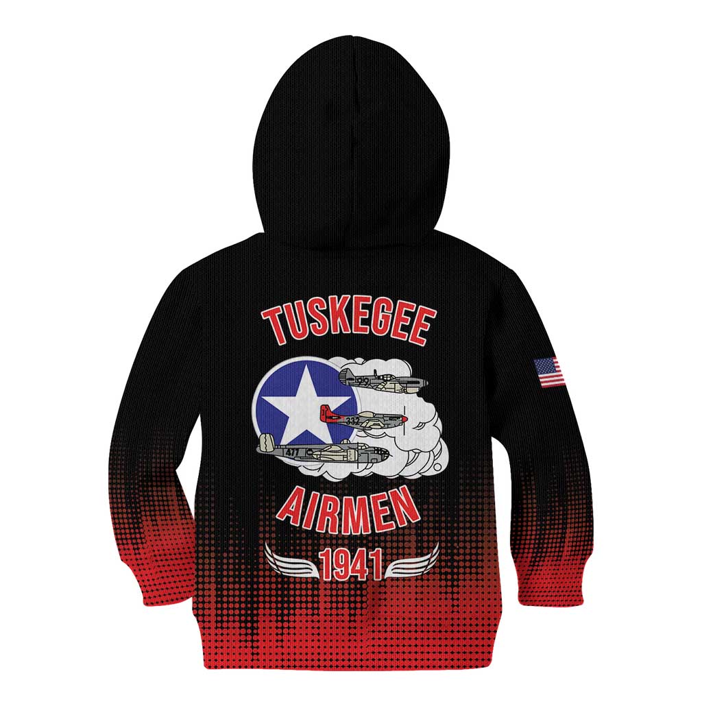 Tuskegee Airmen Red Tails Kid Hoodie 332nd Fighter Group WWII Tribute Black Style - Wonder Print Shop