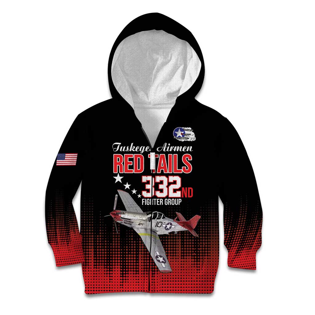 Tuskegee Airmen Red Tails Kid Hoodie 332nd Fighter Group WWII Tribute Black Style - Wonder Print Shop