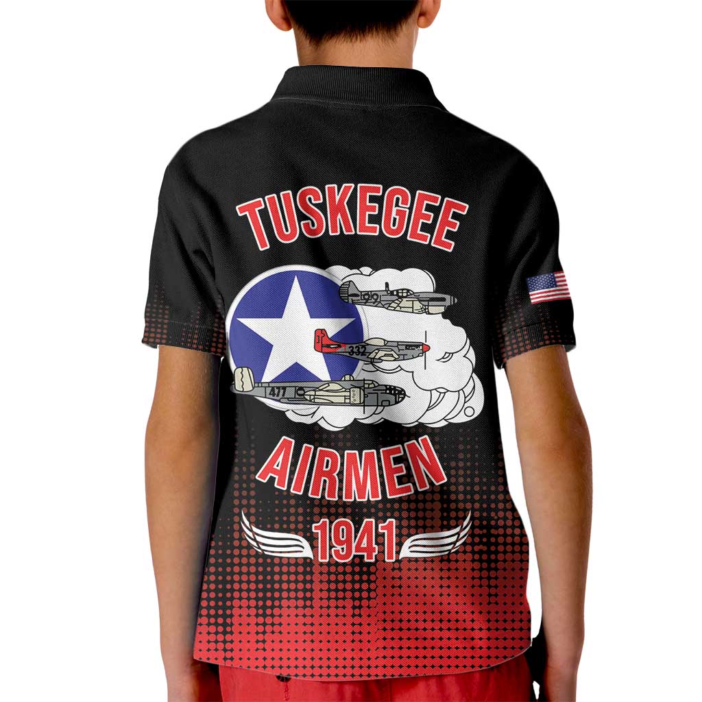 Tuskegee Airmen Red Tails Kid Polo Shirt 332nd Fighter Group WWII Tribute Black Style - Wonder Print Shop