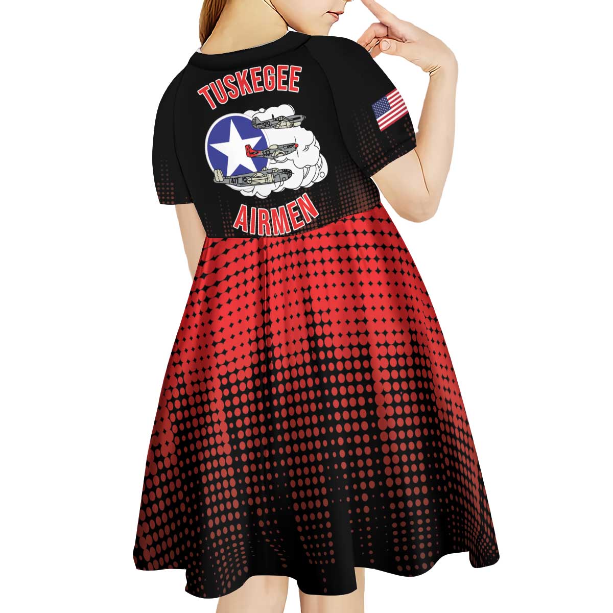 Tuskegee Airmen Red Tails Kid Short Sleeve Dress 332nd Fighter Group WWII Tribute Black Style - Wonder Print Shop