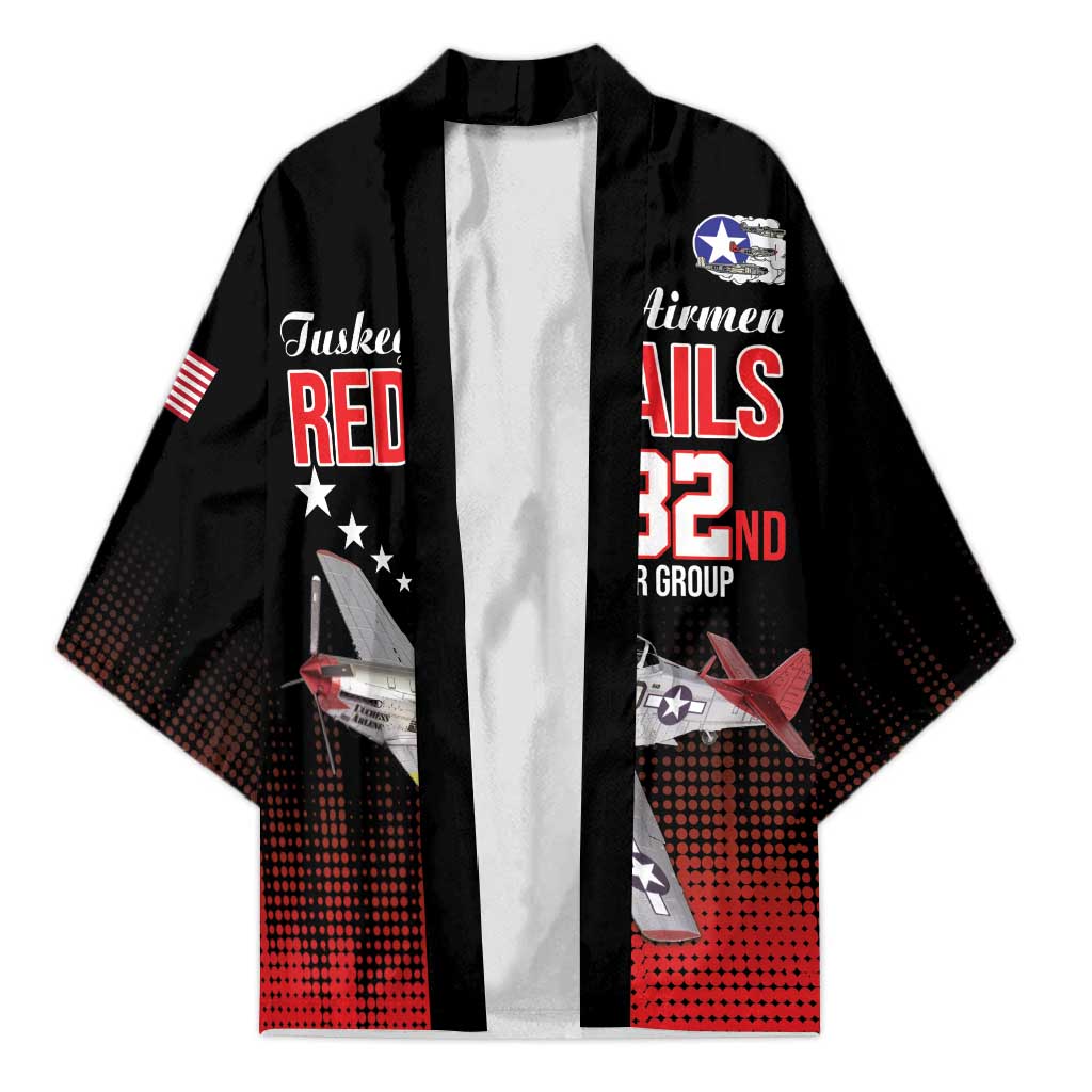Tuskegee Airmen Red Tails Kimono 332nd Fighter Group WWII Tribute Black Style - Wonder Print Shop