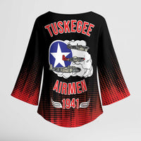 Tuskegee Airmen Red Tails Kimono Sleeve Blouse 332nd Fighter Group WWII Tribute Black Style - Wonder Print Shop