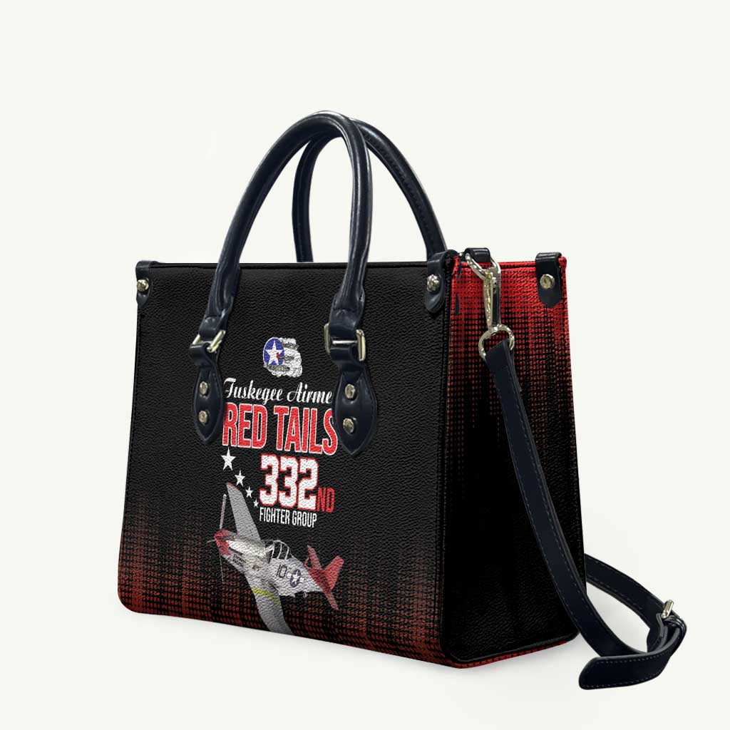 Tuskegee Airmen Red Tails Leather Bag 332nd Fighter Group WWII Tribute Black Style - Wonder Print Shop