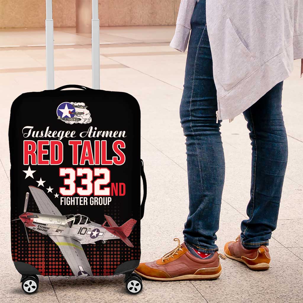 Tuskegee Airmen Red Tails Luggage Cover 332nd Fighter Group WWII Tribute Black Style - Wonder Print Shop