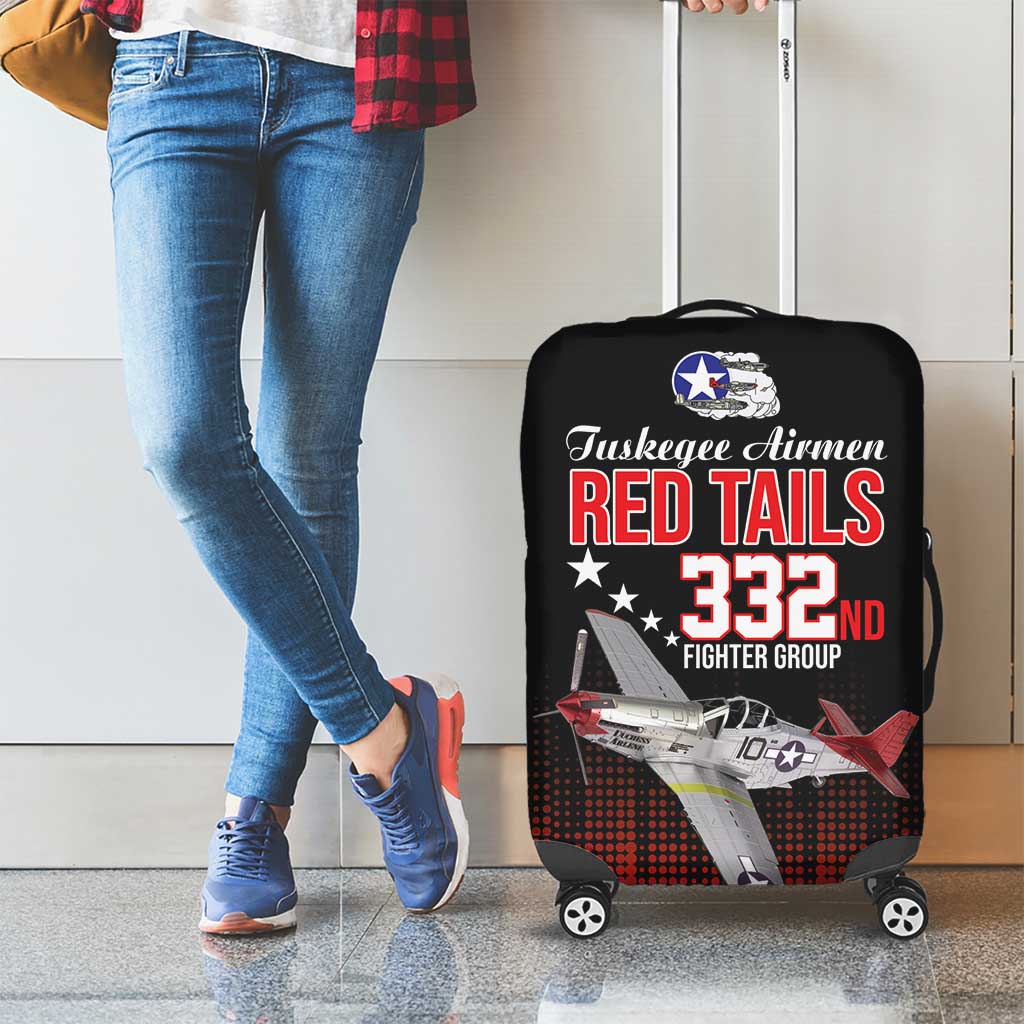 Tuskegee Airmen Red Tails Luggage Cover 332nd Fighter Group WWII Tribute Black Style - Wonder Print Shop