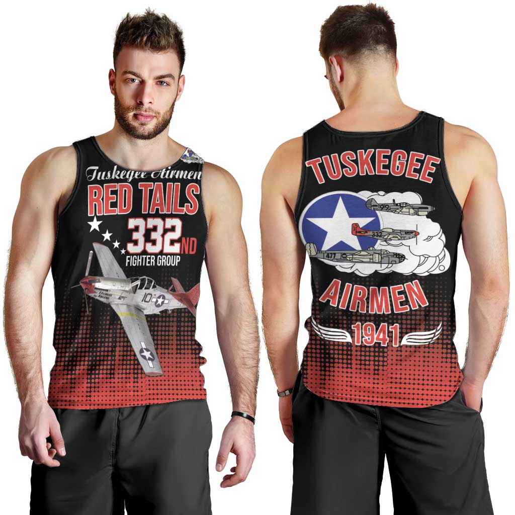 Tuskegee Airmen Red Tails Men Tank Top 332nd Fighter Group WWII Tribute Black Style - Wonder Print Shop