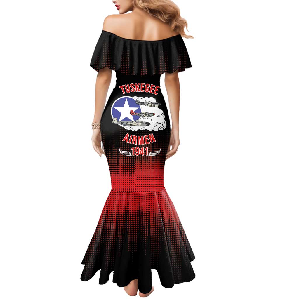 Tuskegee Airmen Red Tails Mermaid Dress 332nd Fighter Group WWII Tribute Black Style - Wonder Print Shop