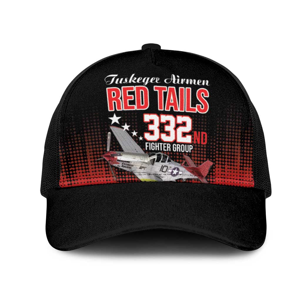 Tuskegee Airmen Red Tails Mesh Trucker Cap 332nd Fighter Group WWII Tribute Black Style - Wonder Print Shop
