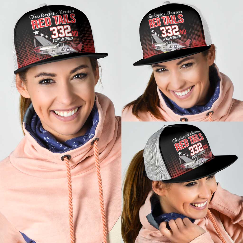 Tuskegee Airmen Red Tails Mesh Trucker Cap 332nd Fighter Group WWII Tribute Black Style - Wonder Print Shop
