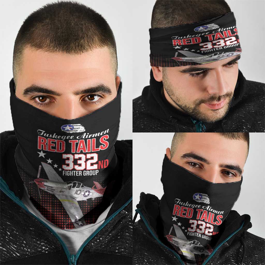 Tuskegee Airmen Red Tails Neck Gaiter 332nd Fighter Group WWII Tribute Black Style - Wonder Print Shop