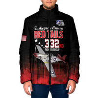 Tuskegee Airmen Red Tails Padded Jacket 332nd Fighter Group WWII Tribute Black Style - Wonder Print Shop