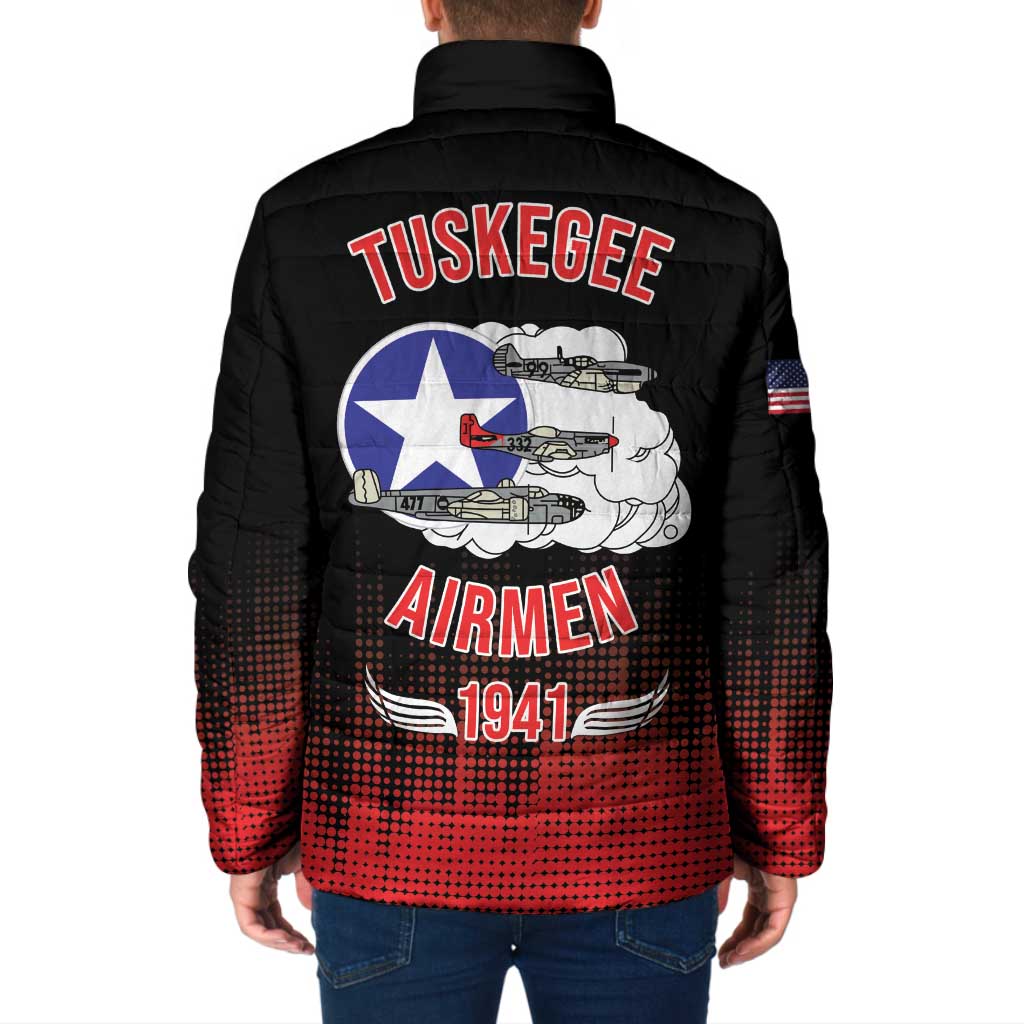 Tuskegee Airmen Red Tails Padded Jacket 332nd Fighter Group WWII Tribute Black Style - Wonder Print Shop