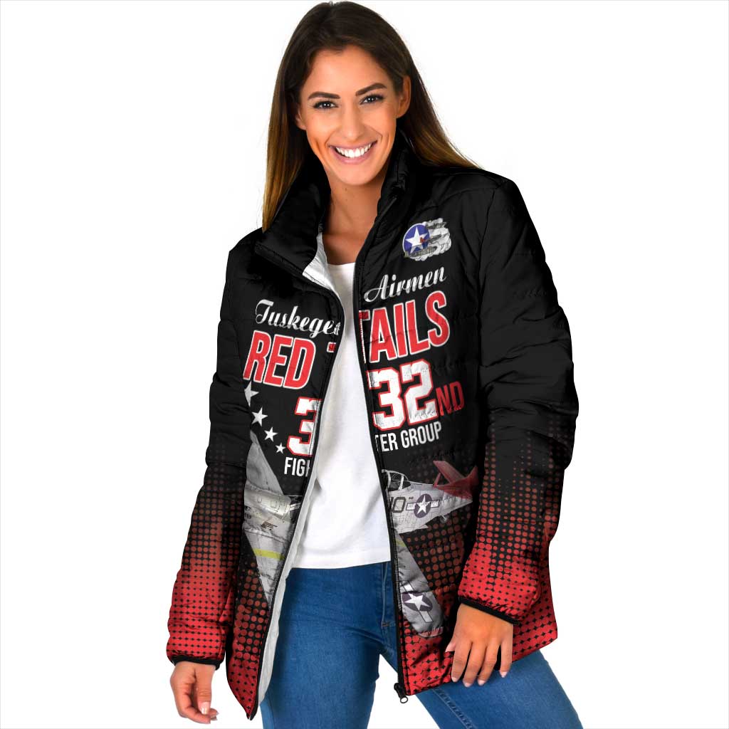 Tuskegee Airmen Red Tails Padded Jacket 332nd Fighter Group WWII Tribute Black Style - Wonder Print Shop