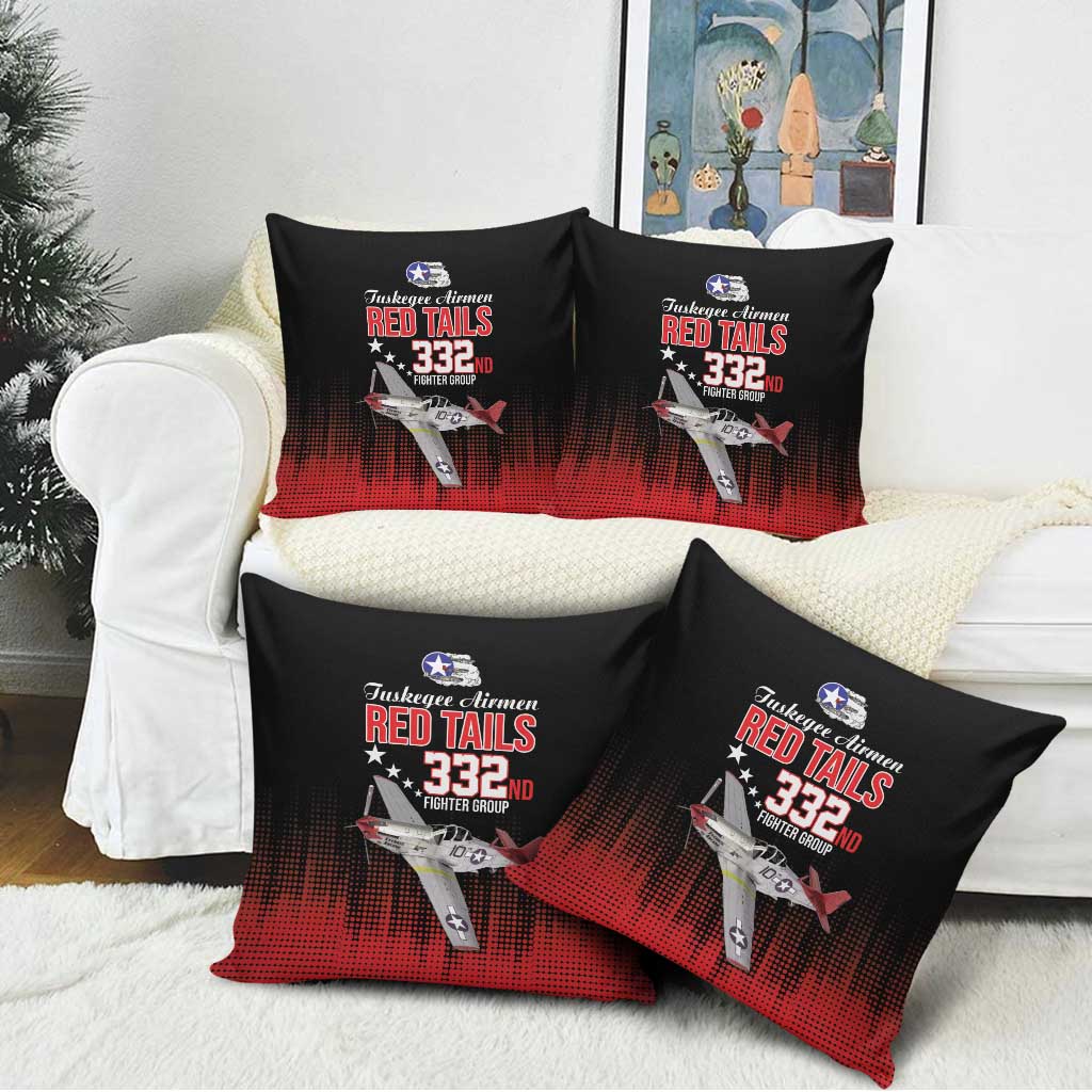 Tuskegee Airmen Red Tails Pillow Cover 332nd Fighter Group WWII Tribute Black Style - Wonder Print Shop