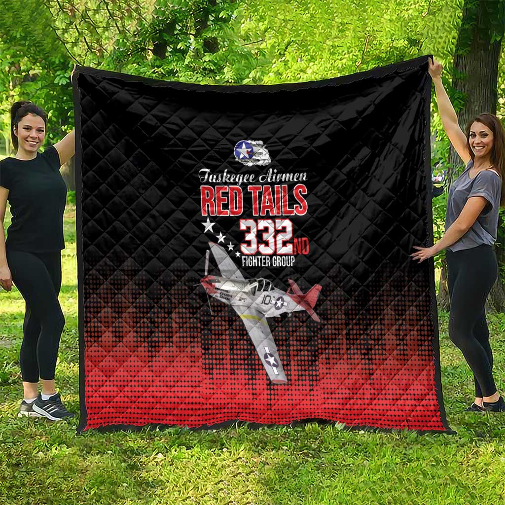 Tuskegee Airmen Red Tails Quilt 332nd Fighter Group WWII Tribute Black Style - Wonder Print Shop