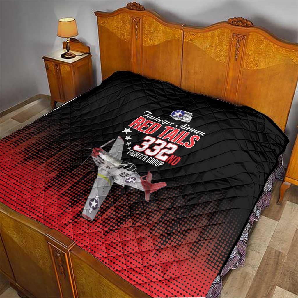 Tuskegee Airmen Red Tails Quilt 332nd Fighter Group WWII Tribute Black Style - Wonder Print Shop