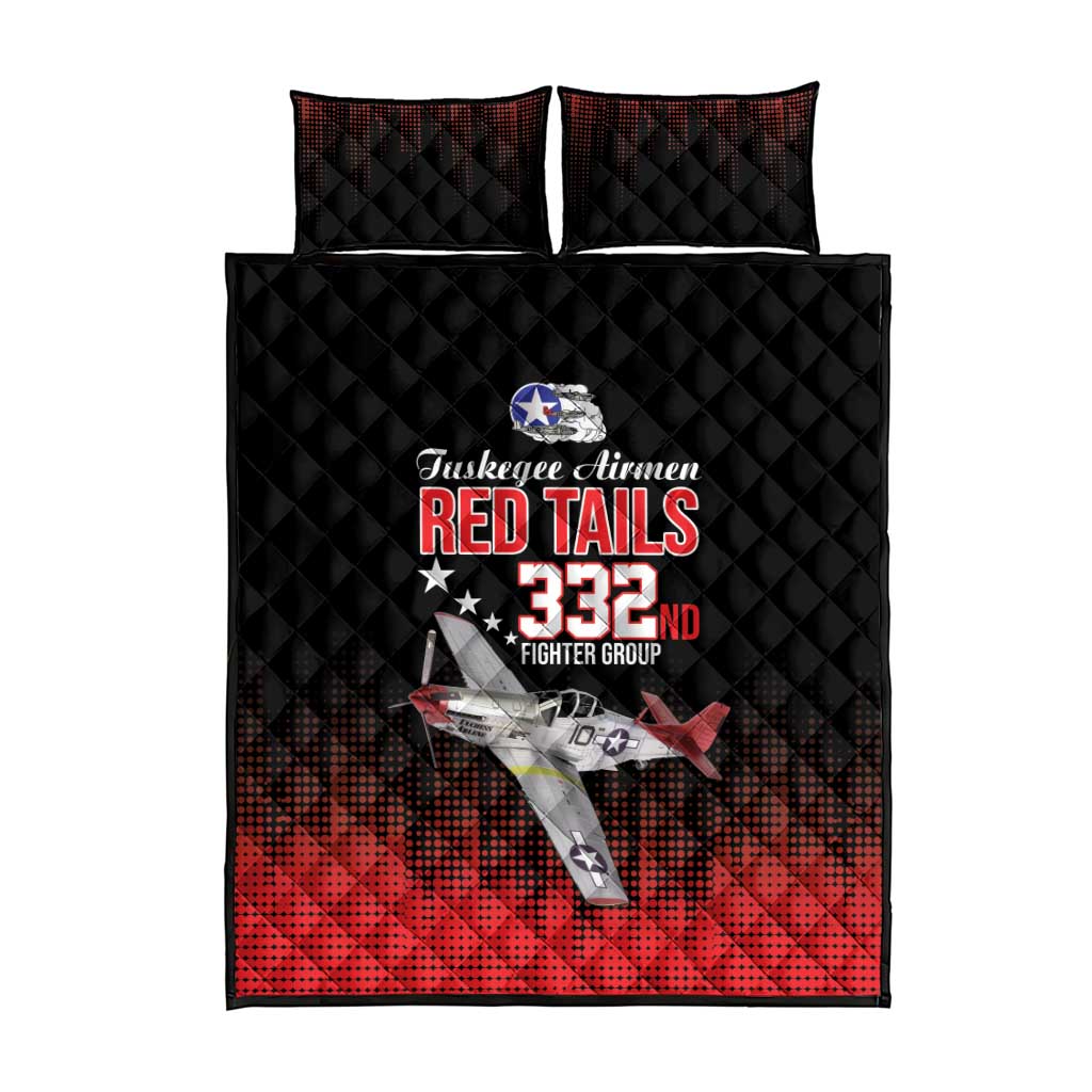 Tuskegee Airmen Red Tails Quilt Bed Set 332nd Fighter Group WWII Tribute Black Style - Wonder Print Shop