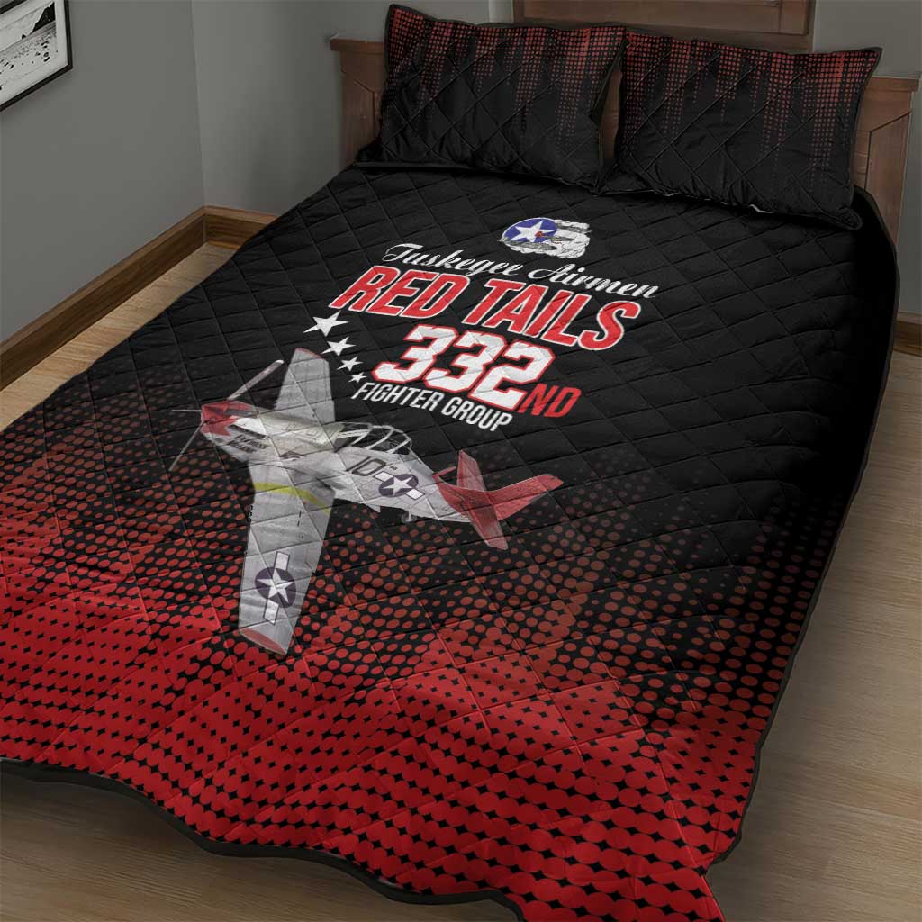 Tuskegee Airmen Red Tails Quilt Bed Set 332nd Fighter Group WWII Tribute Black Style - Wonder Print Shop