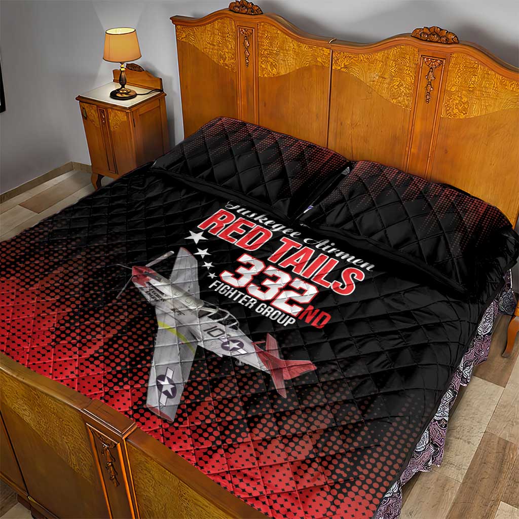 Tuskegee Airmen Red Tails Quilt Bed Set 332nd Fighter Group WWII Tribute Black Style - Wonder Print Shop