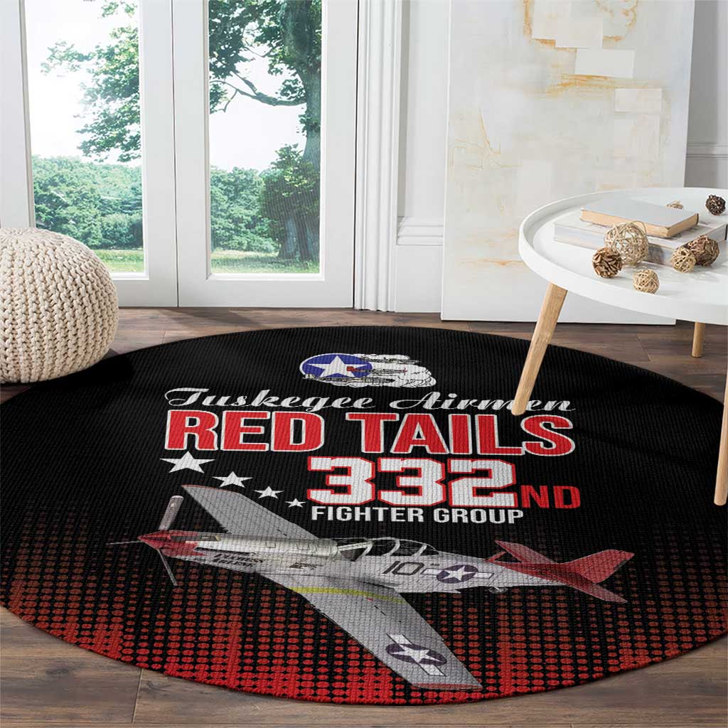 Tuskegee Airmen Red Tails Round Carpet 332nd Fighter Group WWII Tribute Black Style - Wonder Print Shop