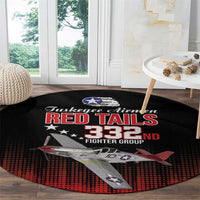 Tuskegee Airmen Red Tails Round Carpet 332nd Fighter Group WWII Tribute Black Style - Wonder Print Shop