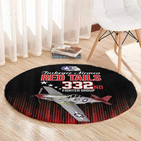 Tuskegee Airmen Red Tails Round Carpet 332nd Fighter Group WWII Tribute Black Style - Wonder Print Shop
