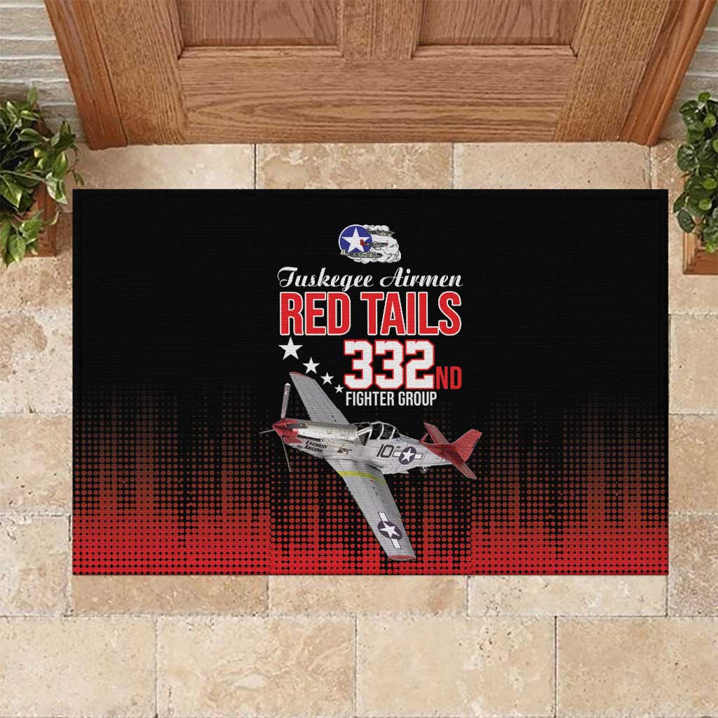 Tuskegee Airmen Red Tails Rubber Doormat 332nd Fighter Group WWII Tribute Black Style - Wonder Print Shop