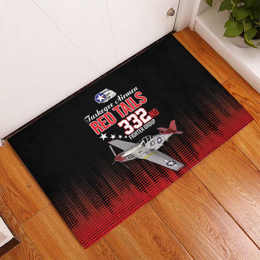 Tuskegee Airmen Red Tails Rubber Doormat 332nd Fighter Group WWII Tribute Black Style - Wonder Print Shop